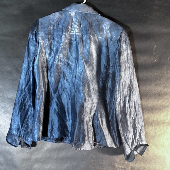 Lafayette 148 Blazer Black Charcoal Gray Silk Size 10P Size 10 Jacket Coat Suit - Picture 11 of 11